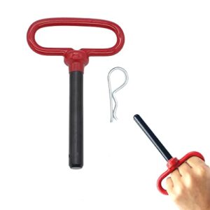 X-Haibei Head Tow Hitch Pin and Clip 1/2 x 3 5/8 inch for Lawn Mower Tractor RV Trailer Truck ATV, Red Handle, 1 Pack