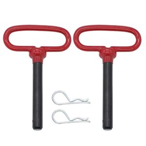 x-haibei head tow hitch pin and clip 1/2 x 3 5/8 inch for lawn mower tractor rv trailer truck atv, red handle, 2 pack
