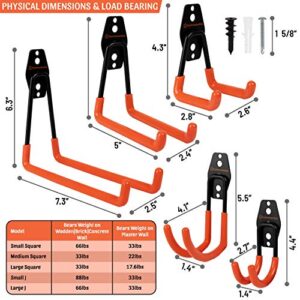 Garage Hooks for Hanging - Heavy Duty Hooks Garage Tool Organizer Wall Mount - Tool Hanger for Garage Wall - Garage Storage System Hook for Ladder, Power Tool Holder and Shed Organization - Pack Of 10