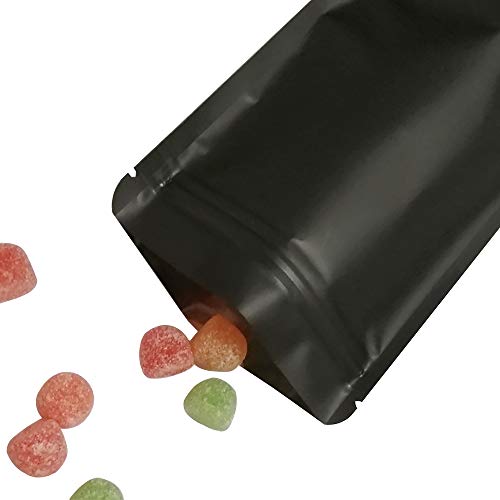 100 Pieces Mylar Bags - 4x6 Inches Mylar Food Storage Bags Resealable Foil Pouch Bags Stand Up Ziplock Bag with Clear Window Bulk Food Storage Bag… (Matte Black)