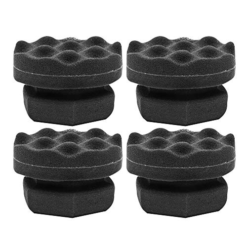 Tire Dressing Shine Applicator (4 Pack), Round Grip Deeper Tire Brush Tire Dressing Applicator Pad Wave Design to Reach Trim Makes Detailing Tires Easier - Durable,Washable,and Reusable