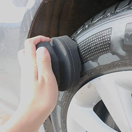 Tire Dressing Shine Applicator (4 Pack), Round Grip Deeper Tire Brush Tire Dressing Applicator Pad Wave Design to Reach Trim Makes Detailing Tires Easier - Durable,Washable,and Reusable