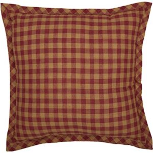 VHC Brands Ninepatch Star Home Text Cotton Primitive Bedding Embroidered Square Pillow, 1 Count (Pack of 1), Burgundy Red