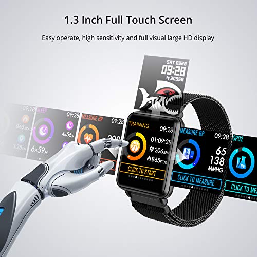 COLMI Smart Watch Full Touchscreen Smartwatch for Women Men, IP68 Waterproof Fitness Tracker Compatible with iPhone Andriod, Bluetooth Pedometer, Heart Rate and Blood Pressure Monitor