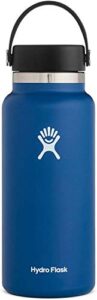 hydro flask 32 oz. water bottle - stainless steel, reusable, vacuum insulated- wide mouth with leak proof flex cap