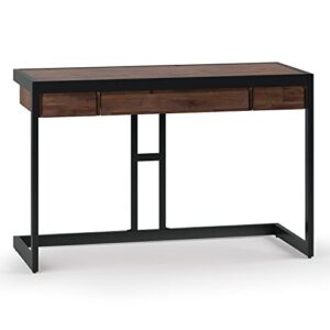 simplihome erina solid acacia wood modern industrial 48 inch wide small desk in distressed charcoal brown