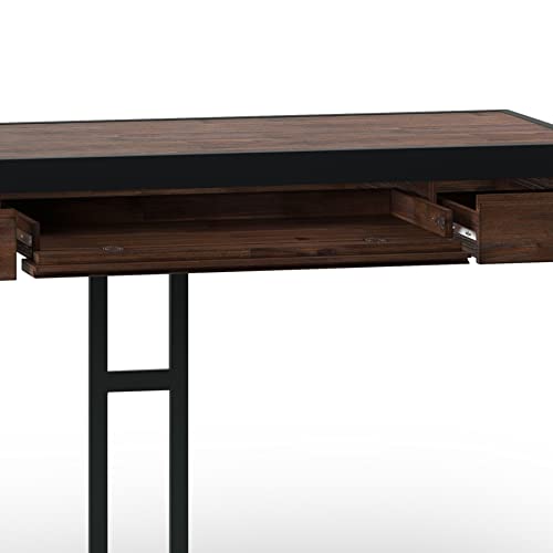 SIMPLIHOME Erina SOLID ACACIA WOOD Modern Industrial 48 inch Wide Small Desk in Distressed Charcoal Brown