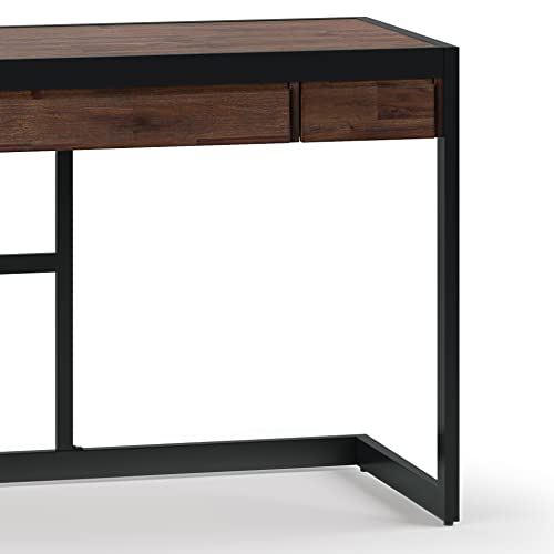 SIMPLIHOME Erina SOLID ACACIA WOOD Modern Industrial 48 inch Wide Small Desk in Distressed Charcoal Brown