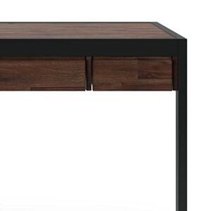 SIMPLIHOME Erina SOLID ACACIA WOOD Modern Industrial 48 inch Wide Small Desk in Distressed Charcoal Brown