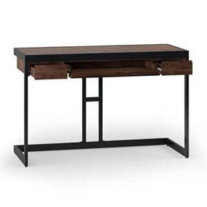 SIMPLIHOME Erina SOLID ACACIA WOOD Modern Industrial 48 inch Wide Small Desk in Distressed Charcoal Brown