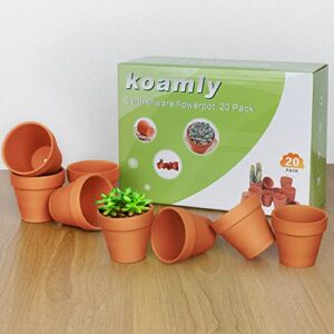 KOAMLY 20pcs 3 InchTerra Cotta Plant Nursery pots Mini Planters with Drains, Succulent Seedling Planters Best Gift for Aunt in Home Office, Window Sill, Wedding Decor