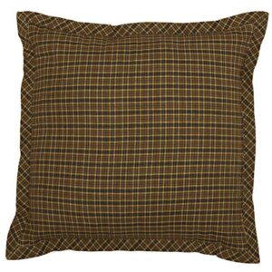 VHC Brands Tea Cabin Patch Pillow 12x12 Country Rustic Bedding Accessory, Moss Green and Deep Red
