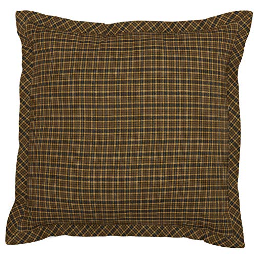 VHC Brands Tea Cabin Patch Pillow 12x12 Country Rustic Bedding Accessory, Moss Green and Deep Red