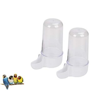 qbleev bird feeder cups for cage, bird water bottles parrots food dish, no-mess cockatiel food bowls, seed food container for small birds lovebirds canaries finches -2 pack(bird cage not include)