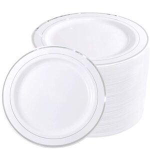 wellife silver plastic dinner plates 72 pieces, 10.25" silver disposable plates, premium hard plastic lunch plates, ideal for wedding, parties