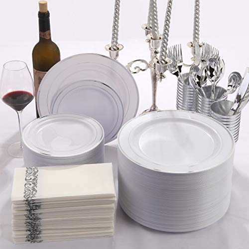 WELLIFE Silver Plastic Dinner Plates 72 Pieces, 10.25" Silver Disposable Plates, Premium Hard Plastic Lunch Plates, Ideal for Wedding, Parties