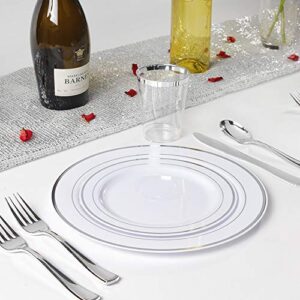 WELLIFE Silver Plastic Dinner Plates 72 Pieces, 10.25" Silver Disposable Plates, Premium Hard Plastic Lunch Plates, Ideal for Wedding, Parties