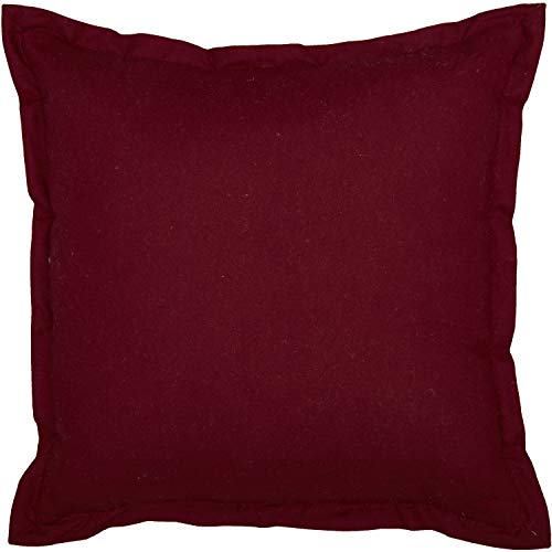 VHC Brands Ninepatch Star Quilted Pillow 12x12 Country Bedding Accessory, Burgundy