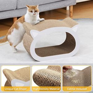 Cat Scratching Post Cardboard for Jumbo Adult Cat, Cat Scratcher Lounge, Scratch Pad with Catnip, Cat Bed Couch for House