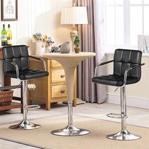 Yaheetech 4pcs Adjustable Bar Stools Kitchen Counter Barstools Bar/Counter Height Stool Chairs PU Leather Hydraulic Swivel Dining Chair with Armrest, Black