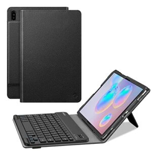 fintie keyboard case for samsung galaxy tab s6 10.5" 2019 (model sm-t860/t865/t867), [patented s pen slot design] folio stand cover with removable wireless bluetooth keyboard, black
