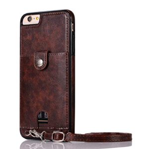 jaorty pu leather wallet case for iphone 6 plus/6s plus necklace lanyard case cover with card holder adjustable detachable anti-lost neck strap for 5.5 inch apple iphone 6 plus,iphone 6s plus,brown