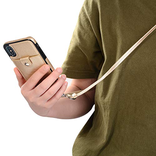 Jaorty PU Leather Wallet Case for iPhone 6 Plus/6S Plus Necklace Lanyard Case Cover with Card Holder Adjustable Detachable Anti-Lost Neck Strap for 5.5 inch Apple iPhone 6 Plus,iPhone 6S Plus,Brown