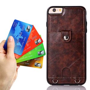 Jaorty PU Leather Wallet Case for iPhone 6 Plus/6S Plus Necklace Lanyard Case Cover with Card Holder Adjustable Detachable Anti-Lost Neck Strap for 5.5 inch Apple iPhone 6 Plus,iPhone 6S Plus,Brown