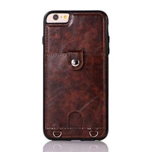 Jaorty PU Leather Wallet Case for iPhone 6 Plus/6S Plus Necklace Lanyard Case Cover with Card Holder Adjustable Detachable Anti-Lost Neck Strap for 5.5 inch Apple iPhone 6 Plus,iPhone 6S Plus,Brown