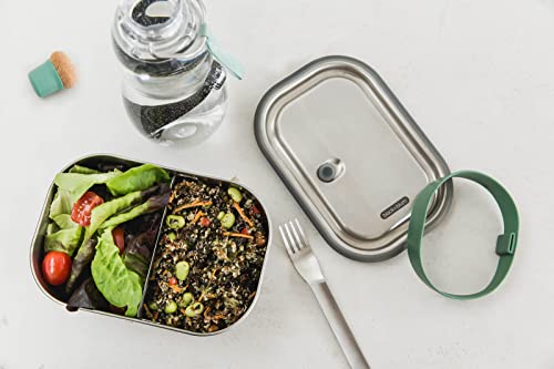 BLACK + BLUM | Leak-Proof Oven Safe Plastic Free Meal Prep Lunch Food Container, Olive, 600ml / 20fl, Stainless Steel & Silicone