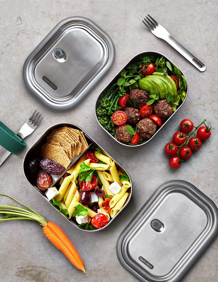 BLACK + BLUM | Leak-Proof Oven Safe Plastic Free Meal Prep Lunch Food Container, Olive, 600ml / 20fl, Stainless Steel & Silicone