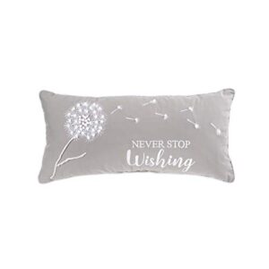 c&f home never stop wishing pillow 12"x24" embroidered french knot throw pillow decor decoration throw pillow spring summer floral for couch chair living room bedroom 12 x 24 gray