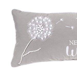 C&F Home Never Stop Wishing Pillow 12"x24" Embroidered French Knot Throw Pillow Decor Decoration Throw Pillow Spring Summer Floral for Couch Chair Living Room Bedroom 12 x 24 Gray