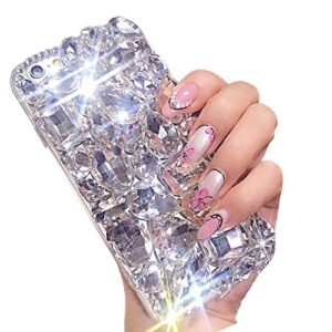 for iphone 11 pro 5.8 inch bling diamond case,aearl 3d homemade luxury sparkle crystal rhinestone shiny glitter full clear stones back phone cover-red&white