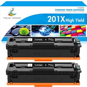 true image compatible toner cartridge replacement for hp 201x cf400x 201a cf400a color laserjet pro mfp m277dw m277c6 m252dw m252n m252 m277 m277n 277dw ink printer (black, 2-pack)