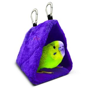 meric bird hammock, violet hanging shelter for budgerigars, hummingbird, canary, parrots, lovebirds, portable plush cage décor, 1-piece