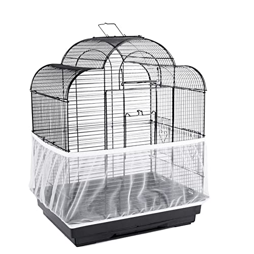 Bird Cage Seed Catcher, 41.7-83.58inch x 13inch Large Size Ventilated Nylon Bird Cage Cover Shell Seed Catcher Pet Stretchy Form Fitting Mesh Skirt Cover, Reusable