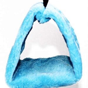 Cdycam Plush Pet Bird Hut Nest Hammock Hanging Cage Warm Nest Happy Snuggle Cave Tent (Blue, Large)