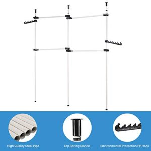 Liusin Adjustable Garment Rack, Freestanding Clothing Hanger 3 Vertical Poles 4 Bars Wardrobe Closet Clothes Hanging Rod Organizer System Heavy Duty DIY Coat Hanger No Drilling for Home Bedroom