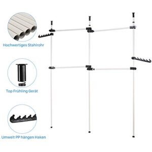 Liusin Adjustable Garment Rack, Freestanding Clothing Hanger 3 Vertical Poles 4 Bars Wardrobe Closet Clothes Hanging Rod Organizer System Heavy Duty DIY Coat Hanger No Drilling for Home Bedroom