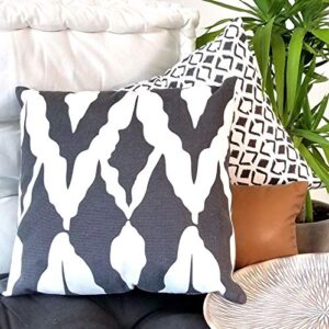 Throw Pillow Covers 18x18. Black and White Geometric Decorative Boho Throw Pillows Set of 4, For A Modern Living-Room Chic Accent. 100% Cotton & Faux Leather Lumbar Pillow For Couch or Bed…