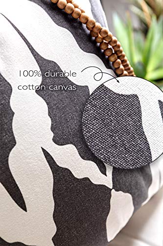 Throw Pillow Covers 18x18. Black and White Geometric Decorative Boho Throw Pillows Set of 4, For A Modern Living-Room Chic Accent. 100% Cotton & Faux Leather Lumbar Pillow For Couch or Bed…