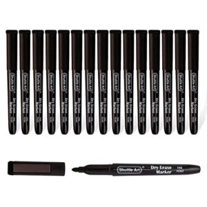 shuttle art dry erase markers, 15 pack black magnetic whiteboard markers with erase,fine point dry erase markers perfect for writing on whiteboards, dry-erase boards,mirrors for school office home