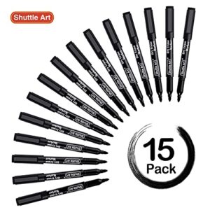 Shuttle Art Dry Erase Markers, 15 Pack Black Magnetic Whiteboard Markers with Erase,Fine Point Dry Erase Markers Perfect For Writing on Whiteboards, Dry-Erase Boards,Mirrors for School Office Home