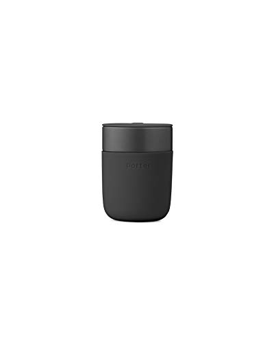 W&P Porter Ceramic Mug w/ Protective Silicone Sleeve, Charcoal 16 Ounces | On-the-Go | No Seal Tight | Reusable Cup for Coffee or Tea | Portable | Dishwasher Safe| WP-PMCL-CH