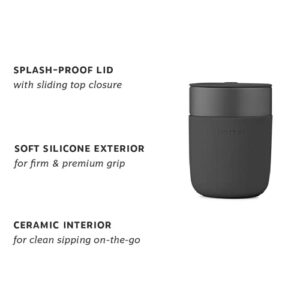 W&P Porter Ceramic Mug w/ Protective Silicone Sleeve, Charcoal 16 Ounces | On-the-Go | No Seal Tight | Reusable Cup for Coffee or Tea | Portable | Dishwasher Safe| WP-PMCL-CH