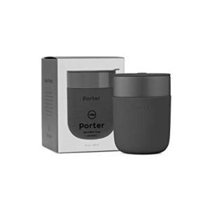 W&P Porter Ceramic Mug w/ Protective Silicone Sleeve, Charcoal 16 Ounces | On-the-Go | No Seal Tight | Reusable Cup for Coffee or Tea | Portable | Dishwasher Safe| WP-PMCL-CH