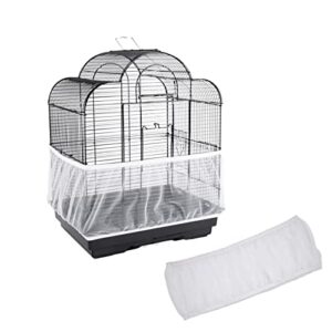 birdcage nylon mesh net cover guard pet birds parrot cage seed catcher soft ventilated birdcage skirt m size(white)