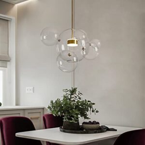 edislive modern artistic chandeliers bubble 1-light 6-clear globe glass sputnik pendant light for dining room white