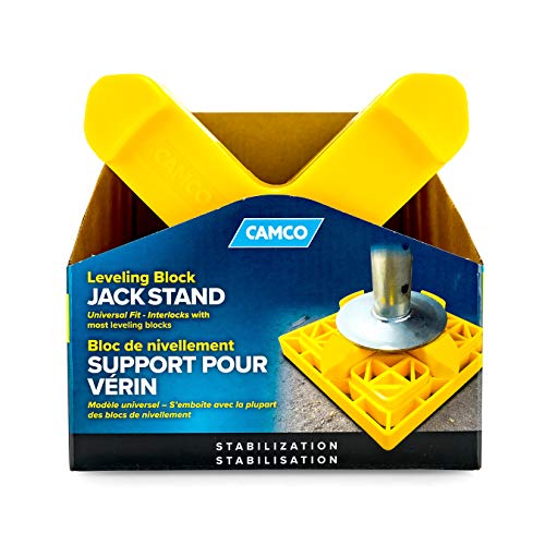 Camco RV Tongue Jack Stand | Distributes Your Trailer Weight Evenly | Compatible with 2-inch and 6-inch Diameter Tongue Jacks | Features a 3,500 lb. Weight Rating (44636)